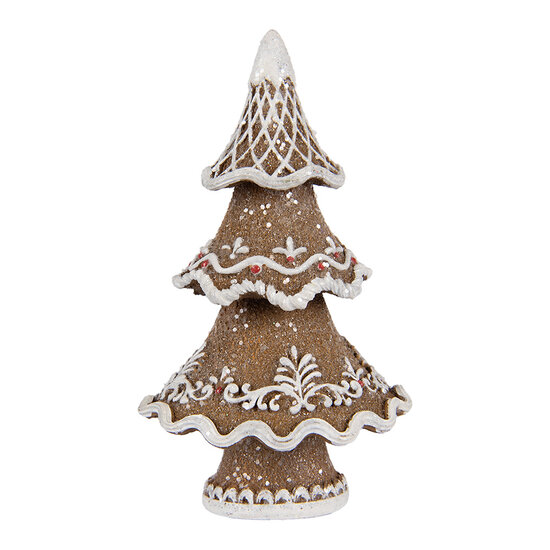 Clayre & Eef | Kerstdecoratie Kerstboom Bruin Wit 7x5x11 cm | 6PR5393