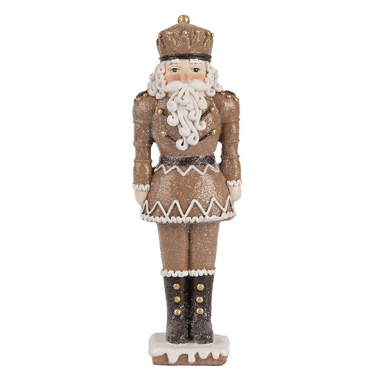 Clayre &amp; Eef   | Kerstdecoratie Notenkraker Bruin Wit 6x5x18 cm | 6PR5532