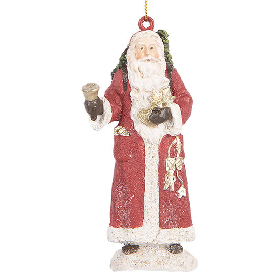 Clayre & Eef | Decoratie hanger kerstman Rood Wit 5x3x11 cm | 6PR5533