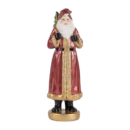 Clayre & Eef | Kerstdecoratie Kerstman Rood Goudkleurig 6x5x15 cm | 6PR5534