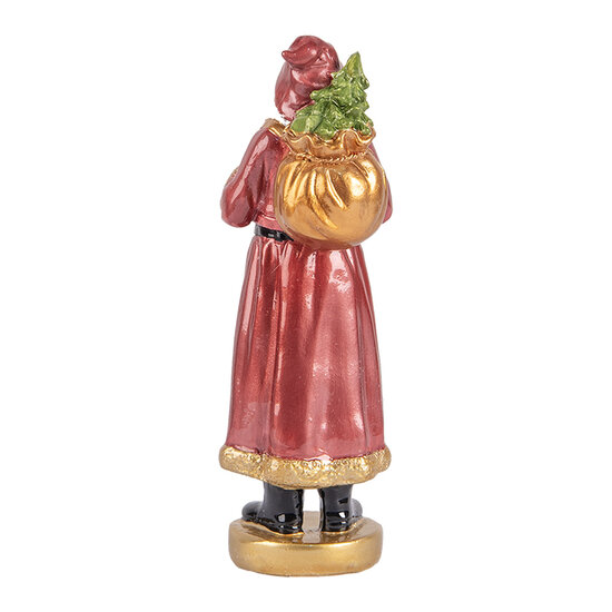 Clayre & Eef | Kerstdecoratie Kerstman Rood Goudkleurig 6x5x15 cm | 6PR5534