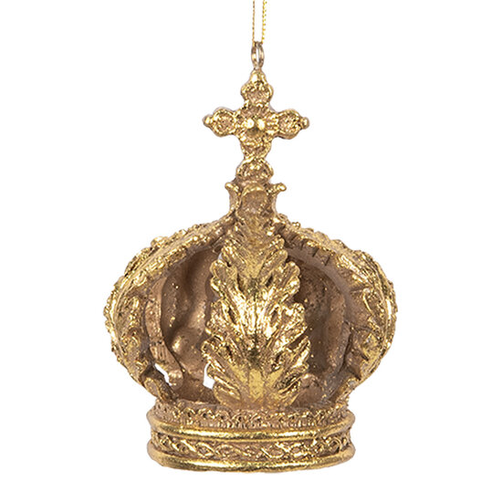 Clayre & Eef | Decoratie Hanger Kroon Goudkleurig ø 7x9 cm | 6PR5701