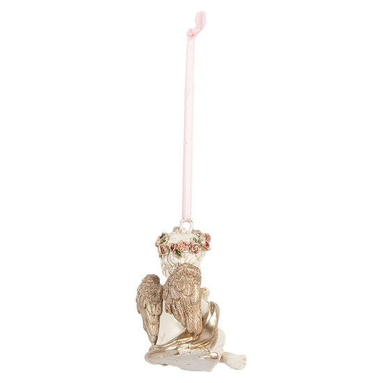Clayre &amp; Eef   | Decoratie hanger Engel Beige Goudkleurig 5x4x6 cm | 6PR5707