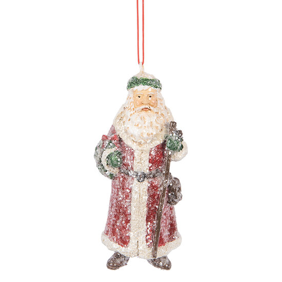 Clayre & Eef | Decoratie hanger kerstman Rood Wit 5x4x12 cm | 6PR5708