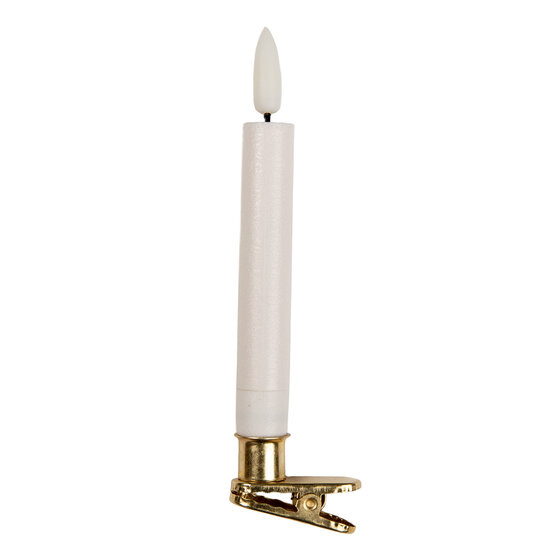 Clayre & Eef | Kaars met LED set van 10 Wit ø 2x14 cm / 10xAAA | 6CA0008