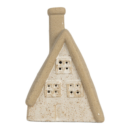 Clayre & Eef | Decoratie Huisje met LED Beige 15x10x21 cm | 6CE2174M