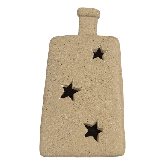 Clayre & Eef | Decoratie Huisje met LED Beige 15x10x21 cm | 6CE2174M