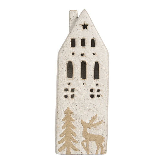 Clayre & Eef | Decoratie Huisje met LED Beige 9x7x24 cm | 6CE2175L