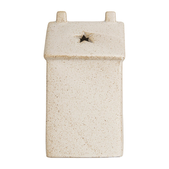 Clayre & Eef | Decoratie Huisje met LED Beige 10x9x18 cm | 6CE2176L