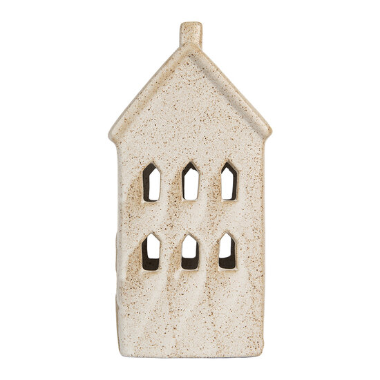 Clayre & Eef | Decoratie Huisje met LED Beige 10x9x18 cm | 6CE2176L