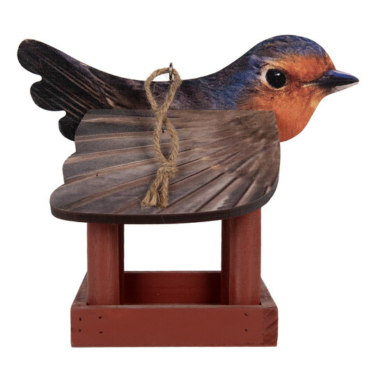Clayre & Eef | Vogelvoederhuisje Rood Bruin 17x25x21 cm | 6H2455