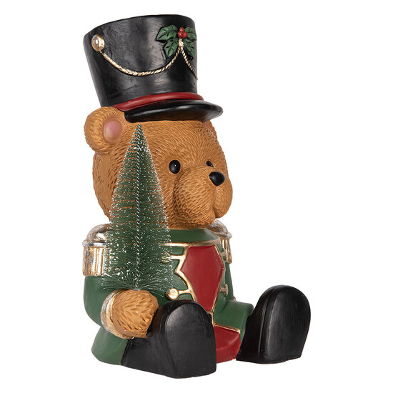 Clayre & Eef | Decoratie Beer Bruin Groen 25x25x38 cm | 6MG0153