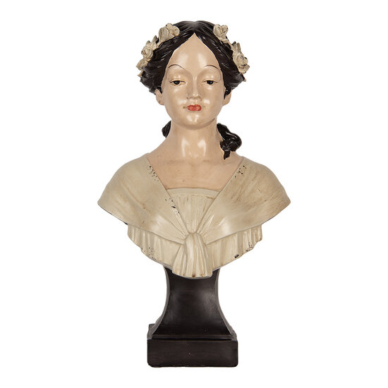 Clayre & Eef | Decoratie Buste Vrouw Beige Bruin 18x12x31 cm | 6PR5550