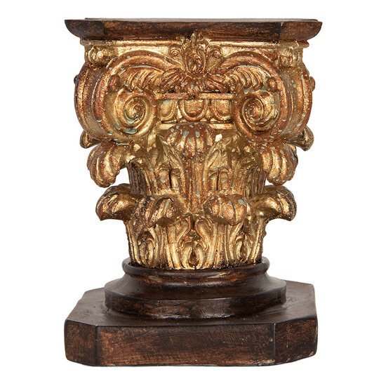 Clayre & Eef | Sokkel Bruin Goudkleurig 12x12x16 cm | 6PR5581