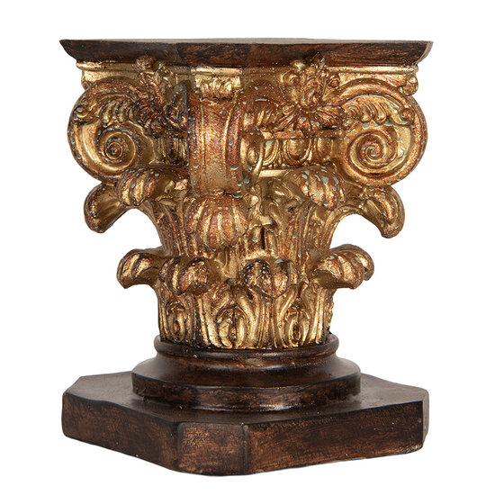 Clayre & Eef | Sokkel Bruin Goudkleurig 12x12x16 cm | 6PR5581