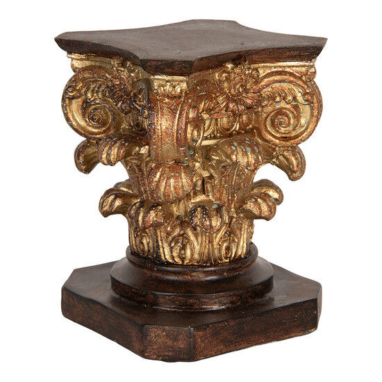 Clayre & Eef | Sokkel Bruin Goudkleurig 12x12x16 cm | 6PR5581