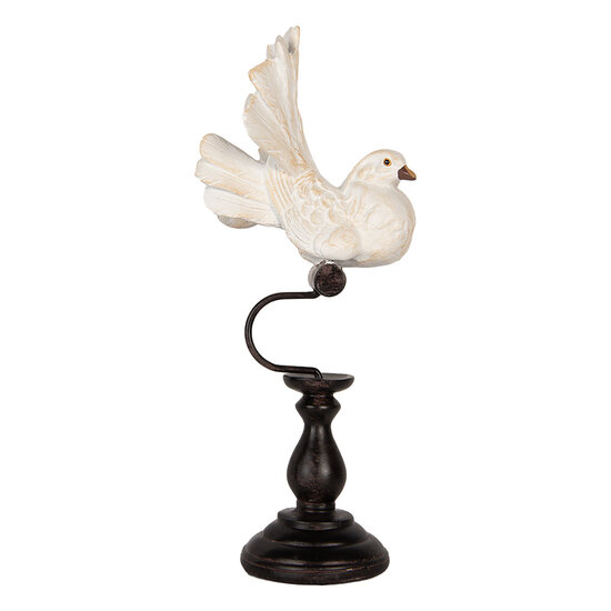 Clayre & Eef | Decoratie Vogel Wit Bruin 15x11x36 cm | 6PR5586