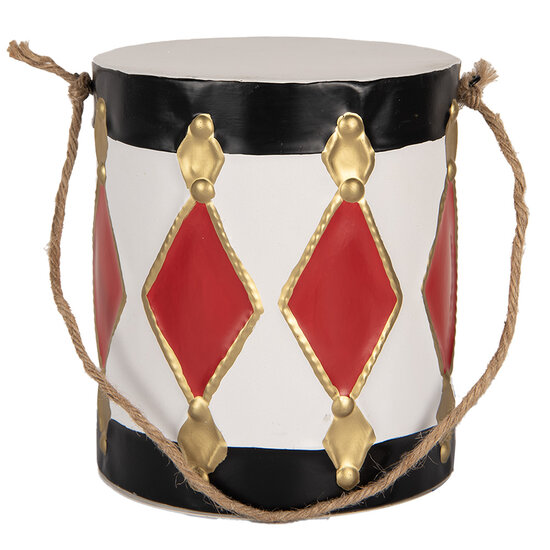 Clayre & Eef | Decoratie Trommel Wit zwart (set 2) ø 15x38 / ø 13x29 cm | 6Y5808