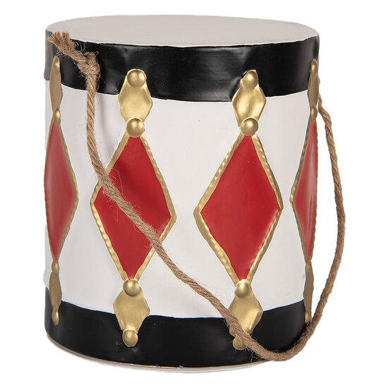 Clayre & Eef | Decoratie Trommel Wit zwart (set 2) ø 15x38 / ø 13x29 cm | 6Y5808