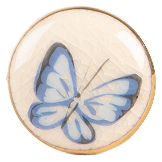 Clayre & Eef | Deurknop Beige Blauw ø 3x3 cm / S3 cm | 66267