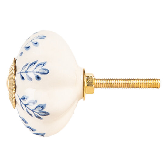 Clayre & Eef | Deurknop Beige Blauw ø 4x3 cm / S3 cm | 66269