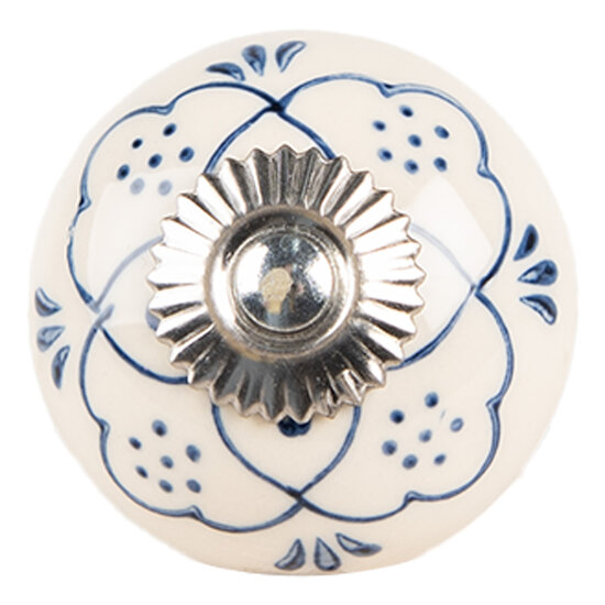 Clayre & Eef | Deurknop Beige Blauw ø 4x3 cm / S3 cm | 66270