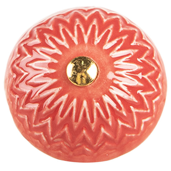 Clayre & Eef | Deurknop Rood Beige ø 4x3 cm / S3 cm | 66273
