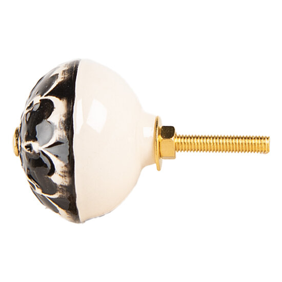 Clayre & Eef | Deurknop Zwart Beige ø 4x3 cm / S3 cm | 66274