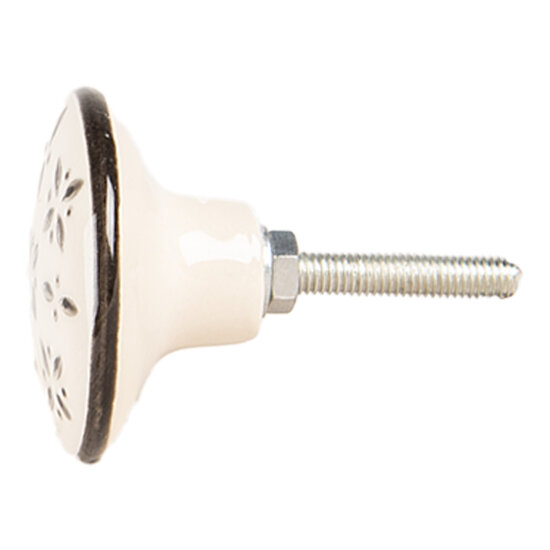 Clayre & Eef | Deurknop Beige Zwart ø 4x3 cm / S3 cm | 66278