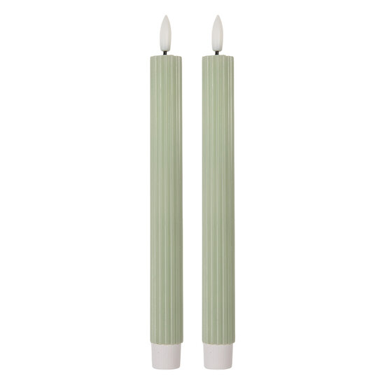Clayre & Eef | Kaars met LED set van 2 Groen ø 2x25 cm / 2xAAA | 6CA0002GR