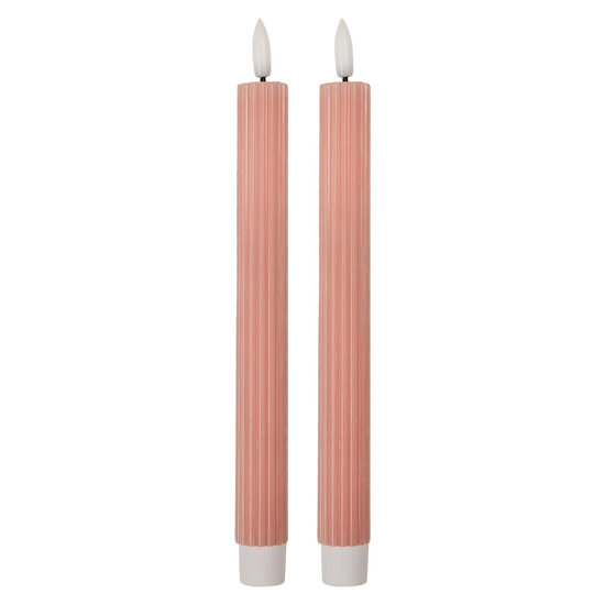 Clayre & Eef | Kaars met LED set van 2 Roze ø 2x25 cm / 2xAAA | 6CA0002P