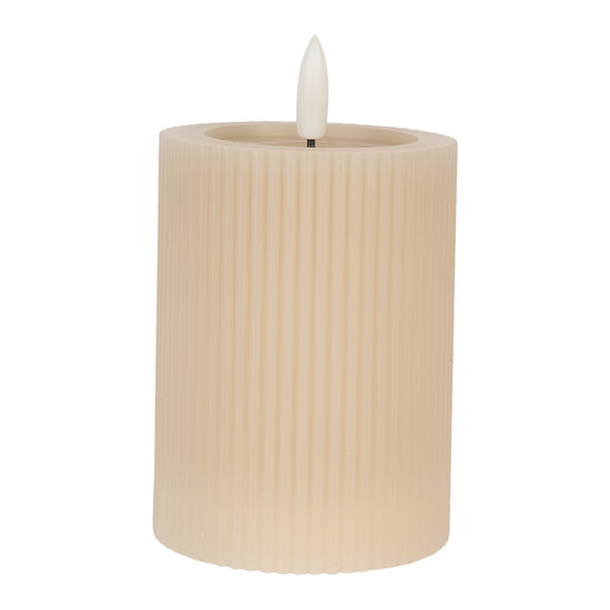 Clayre & Eef | Kaars met LED Beige ø 8x13 cm / 2xAA | 6CA0003BE