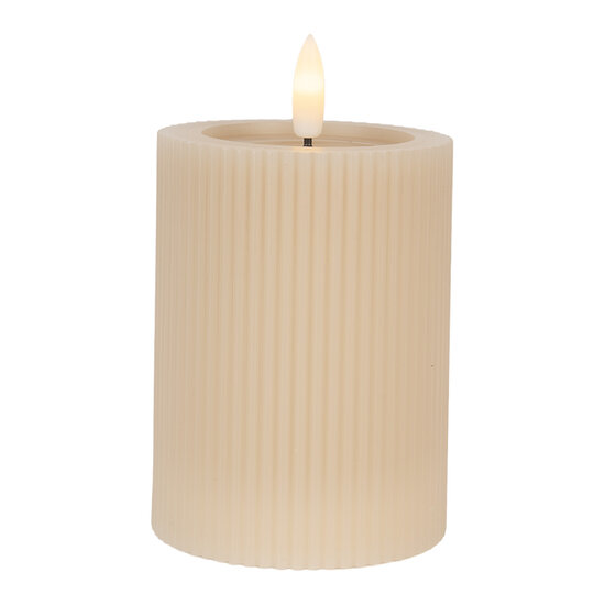 Clayre & Eef | Kaars met LED Beige ø 8x13 cm / 2xAA | 6CA0003BE