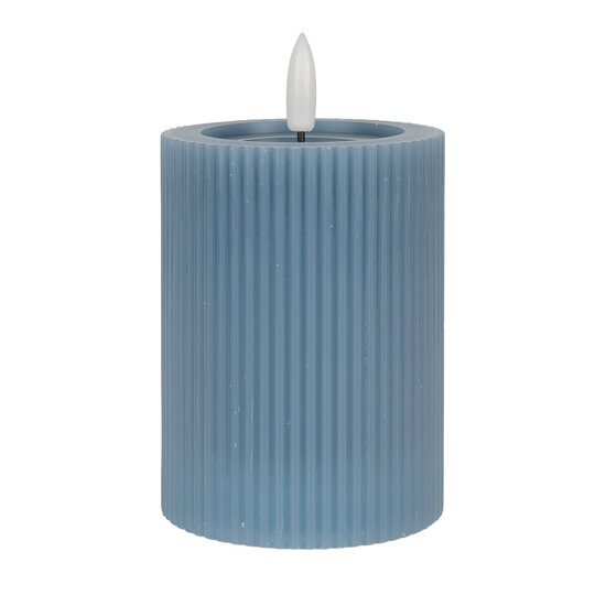 Clayre & Eef | Kaars met LED Blauw ø 8x13 cm / 2xAA | 6CA0003BL