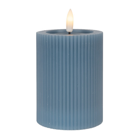 Clayre & Eef | Kaars met LED Blauw ø 8x13 cm / 2xAA | 6CA0003BL