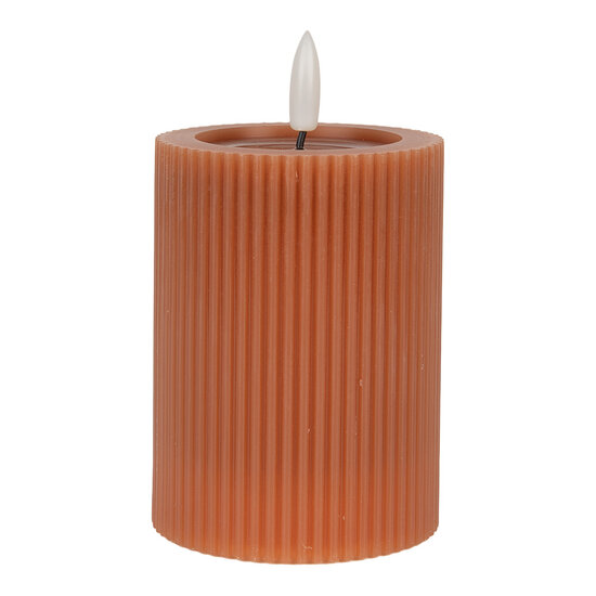 Clayre & Eef | Kaars met LED Bruin ø 8x13 cm / 2xAA | 6CA0003CH