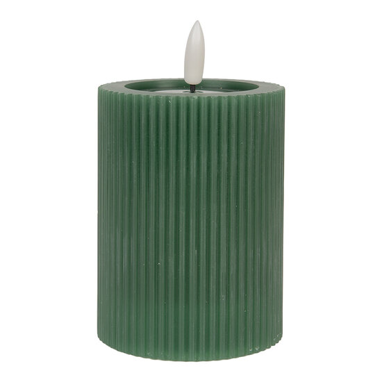 Clayre & Eef | Kaars met LED Groen ø 8x13 cm / 2xAA | 6CA0003DGR