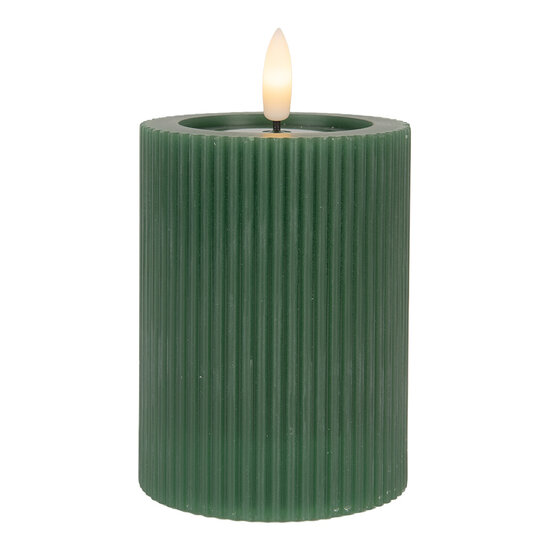 Clayre & Eef | Kaars met LED Groen ø 8x13 cm / 2xAA | 6CA0003DGR