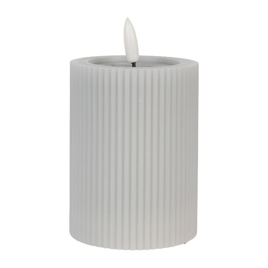 Clayre & Eef | Kaars met LED Grijs ø 8x13 cm / 2xAA | 6CA0003G