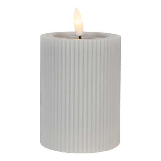 Clayre & Eef | Kaars met LED Grijs ø 8x13 cm / 2xAA | 6CA0003G