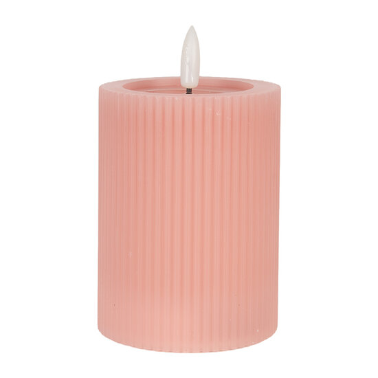 Clayre & Eef | Kaars met LED Roze ø 8x13 cm / 2xAA | 6CA0003P
