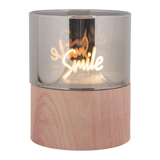 Clayre & Eef | Waxinelichthouder met LED Bruin ø 8x10 cm / 3xAAA | 6CA0006