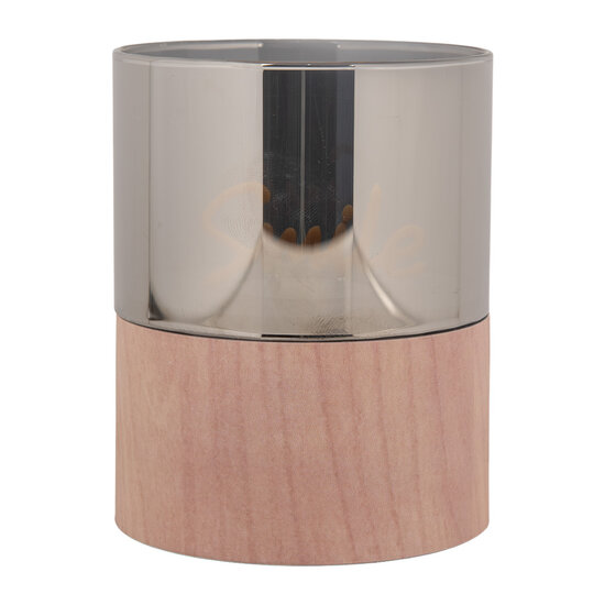 Clayre & Eef | Waxinelichthouder met LED Bruin ø 8x10 cm / 3xAAA | 6CA0006
