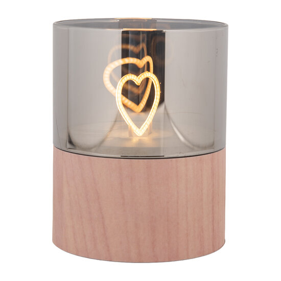 Clayre & Eef | Waxinelichthouder met LED Bruin ø 8x10 cm / 3xAAA | 6CA0007