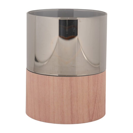 Clayre & Eef | Waxinelichthouder met LED Bruin ø 8x10 cm / 3xAAA | 6CA0007