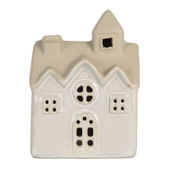 Clayre & Eef | Decoratie Huisje met LED Wit Beige 9x6x12 cm | 6CE2180