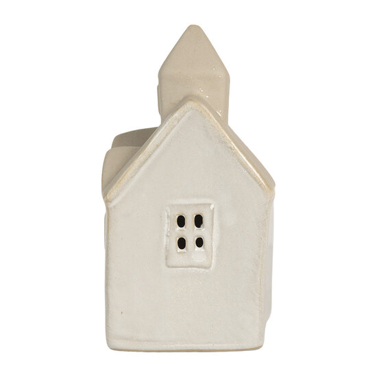 Clayre & Eef | Decoratie Huisje met LED Wit Beige 9x6x12 cm | 6CE2180