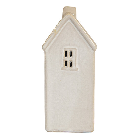 Clayre & Eef | Decoratie Huisje met LED Wit Beige 6x5x11 cm | 6CE2181
