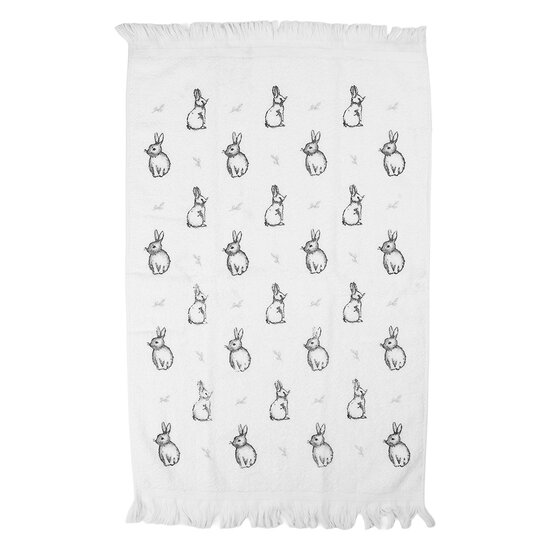 Clayre & Eef | Gastendoekje Wit Grijs 40x66 cm | CTBNS-1