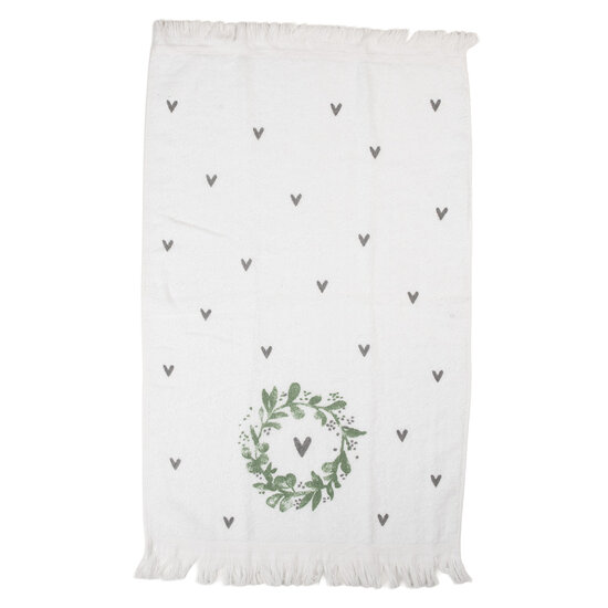 Clayre & Eef | Gastendoekje Wit Groen 40x66 cm | CTLNL